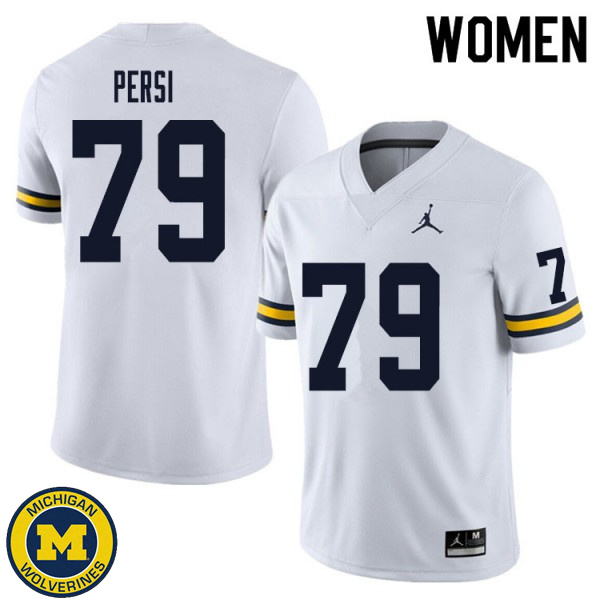 Women Michigan Wolverines #79 Jeffrey Persi White High School Jersey